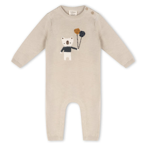 Balloon Bear Jacquard Baby Sweater Knit Jumpsuit (Organic Cotton)